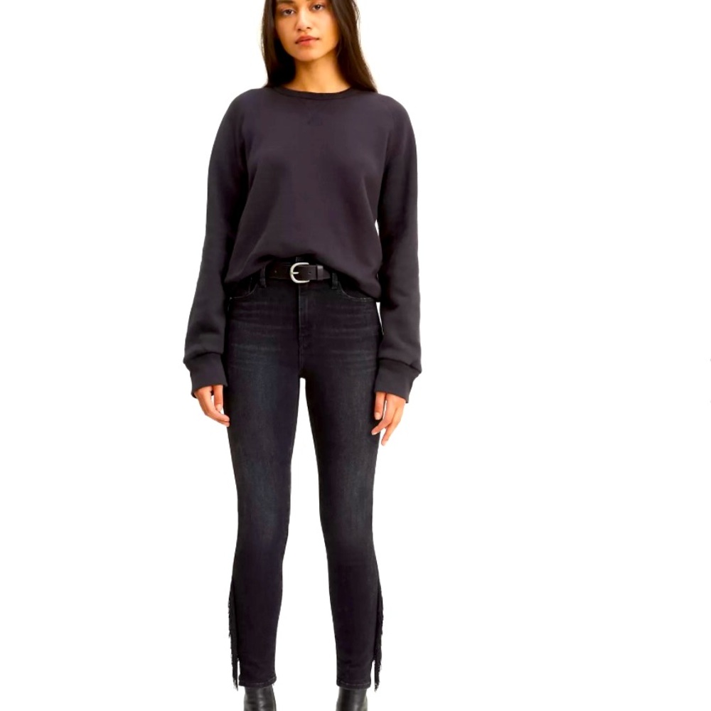 Levi’s 721 Premium High Rise Black‎ 5pocket Fringe Ankle Womens Jeans Size 25